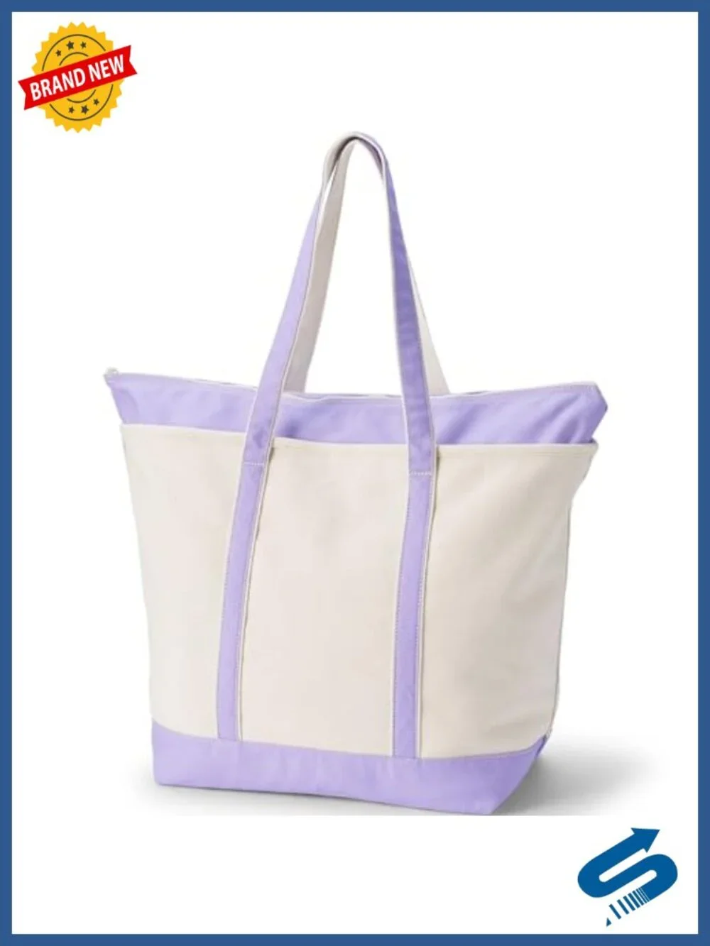 Extra Large Canvas Zip Top Tote Lifeline with Exterior Pocket